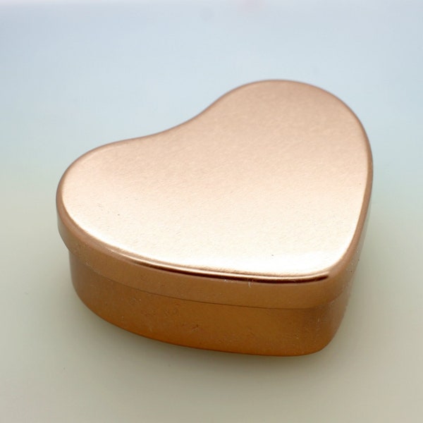 Rose Gold Metal Heart Shaped Storage Tin Removable Lid 50ml