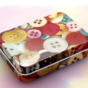 Button Pattern Printed Storage Tin