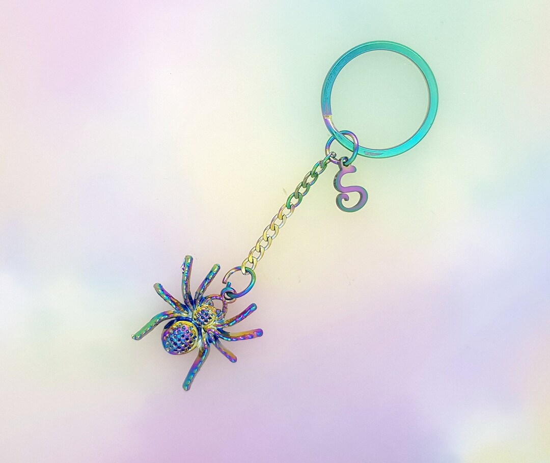 Rainbow Spider Keyring Personalised With Initial - Etsy UK