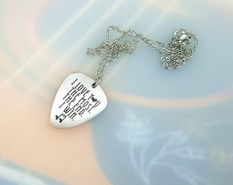 I Love You The Most The End I Win Stainless Steel Guitar Pick Chain Necklace