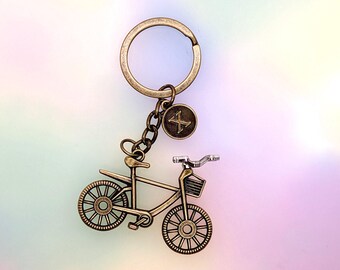 Bronze Bicycle Keyring Personalised With Initial