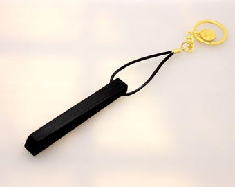 Antique Real Ebony Wood Piano Key Gold Keyring Upcycled Personalised