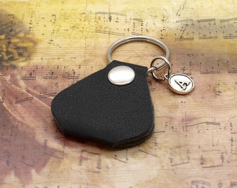Personalised Guitar Pick Keyring Holder Pouch With Initial