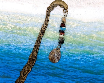 Mermaid Gemstone and Abalone Shell Bookmark Bronze