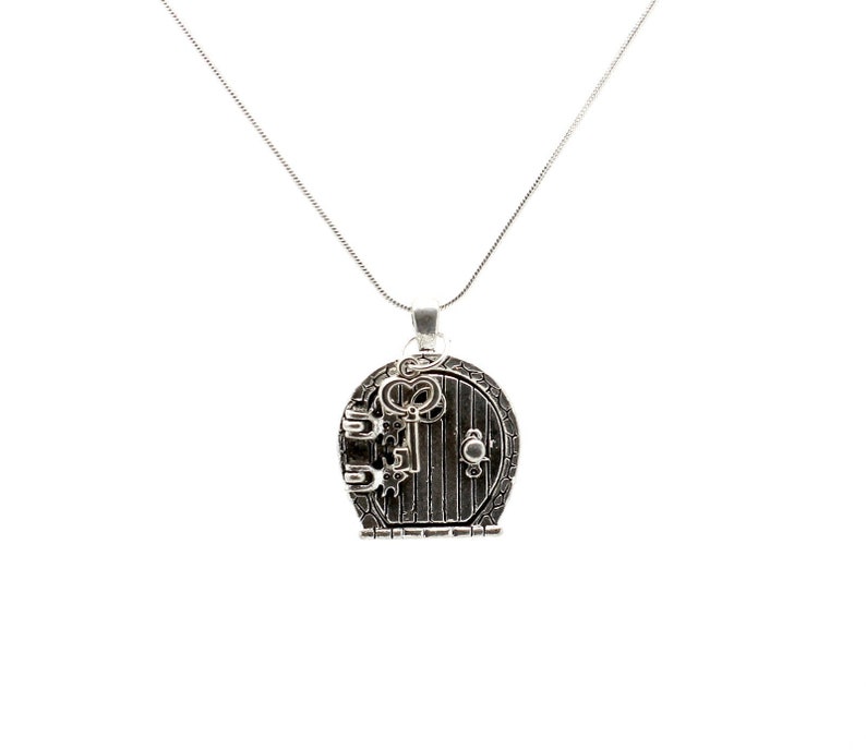 Hobbit Fairy Door Necklace Locket Pendant With Key Shire Map Etsy
