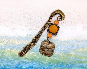 Dreaming of the Sea Dolphin Bronze Beaded Bookmark