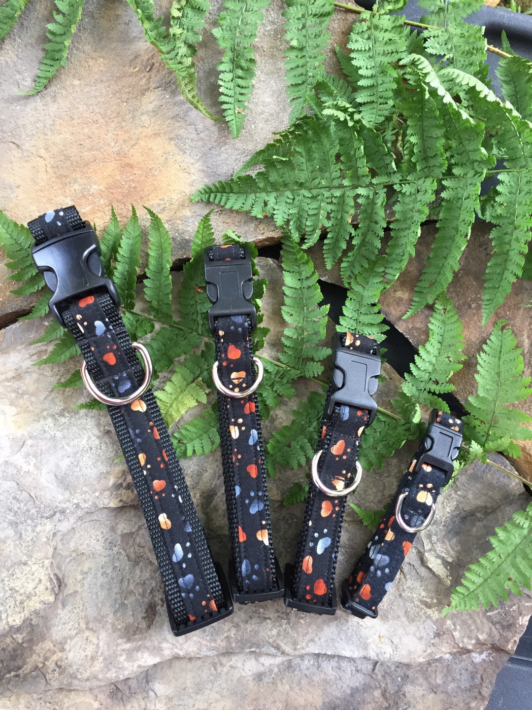 Heartsteps on Black Nylon bing Dog Collar, Martingale & Leash Etsy