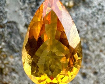 Pear Cut Citrine Gemstone | Golden Yellow Faceted Stone, 6 CTS