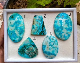 AAA Chrysocolla Cabochon, Blue Green Gemstone, Polished Crystal