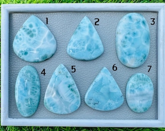 Natural Larimar Cabochon, Caribbean Blue Gemstone, Polished Larimar Gem, Jewelry Making Stone, Larimar Loose Gem for Pendant & Ring.
