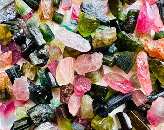 Multi Color Tourmaline Rough, Raw Gemstone Crystal Lot, Jewelry & Collectors