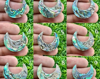 Natural Abalone Shell Crescent Moon Cabochon, Rainbow Paua Shell Half Moon Stone, Iridescent Abalone Cab for Jewelry Making.