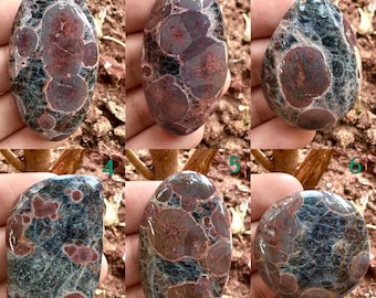 Peanut Obsidian Cabochon, Red Jasper Inclusions, Healing Crystal Gemstone