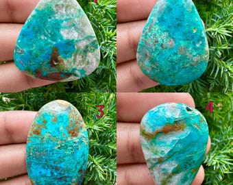 AAA Chrysocolla Cabochon, Polished Blue Green Gemstone, Pendant Wire Wrapping