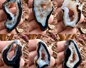 Natural Agate Geode Slice, Polished Crystal Slab, Jewelry Making