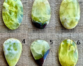 Cabujón de prehnita natural, piedra preciosa pulida de prehnita verde, cristal curativo, piedra suelta de prehnita para hacer joyas.