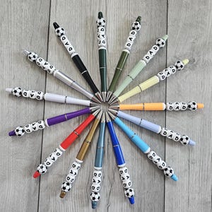 Beaded pen/ football themed pen/ black ink DAD pen/ DAD football fan gift/ Father&#39;s Day/ quirky daddy gift