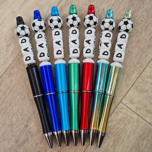 Beaded pen/ football themed pen/ black ink DAD pen/ DAD football fan gift/ Father&#39;s Day/ quirky daddy gift