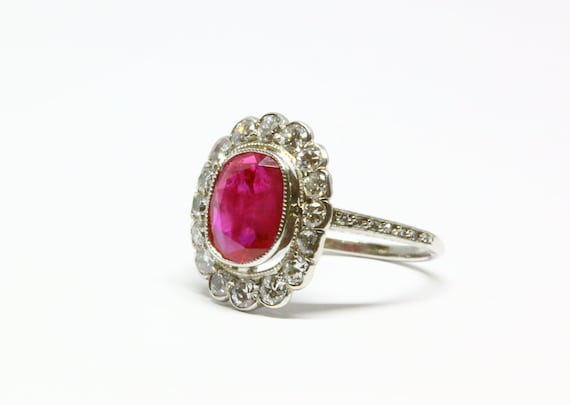 1920s Burma Ruby Art Deco Ring, 2.82 ct, Unheated