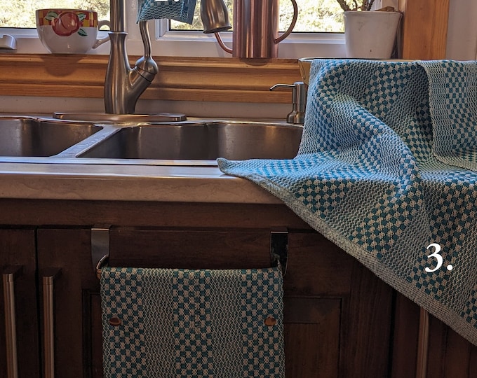 Handwoven 3-Piece Kitchen Towel Set, Includes Tea Towel, Hand Towel and Dishcloth, 100% Cotton, 60 Colors