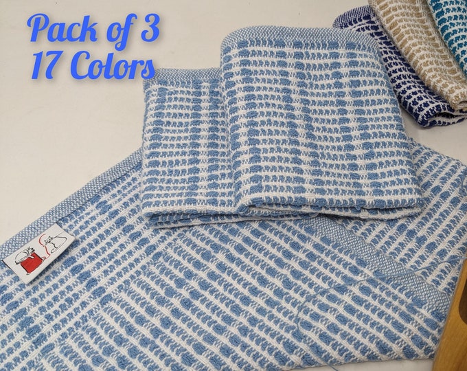 Handwoven Luxury Cotton Facecloths / Washcloths - Pack of 3 | 19 Vibrant Colors | 100% Natural Cotton