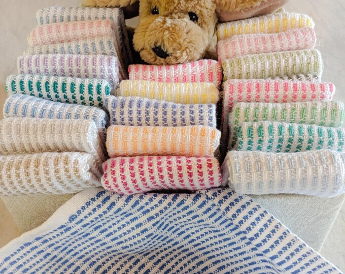 Handwoven Baby Washcloths – Set of 3, 5, or 7 Reusable Cotton Wipes | Girl, Boy, or Neutral Gift