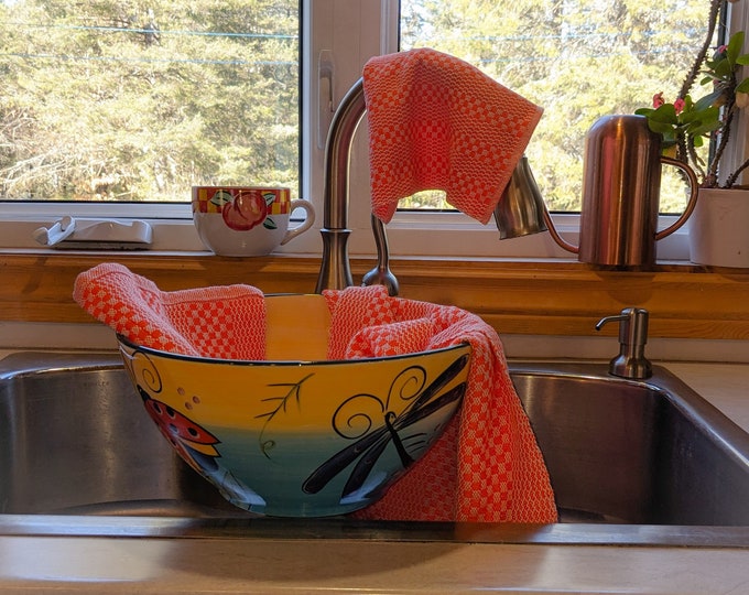 Handwoven Tea Towel & Dishcloth Set - Unique Gift - Choice of 60 Vibrant Colors