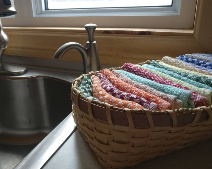 Eco-friendly Handwoven Cotton Kitchen Towels, Dishcloths/Rags/Wipes - Pack of 3 or 5 -  Choice of 60 Vibrant Shades