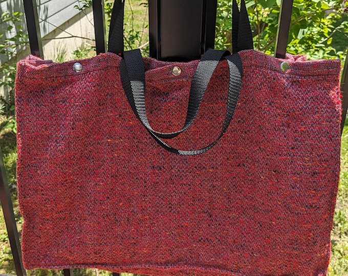 The Crimson Ember Tote – Handwoven Unisex Tote Bag, 15"x20"x6"