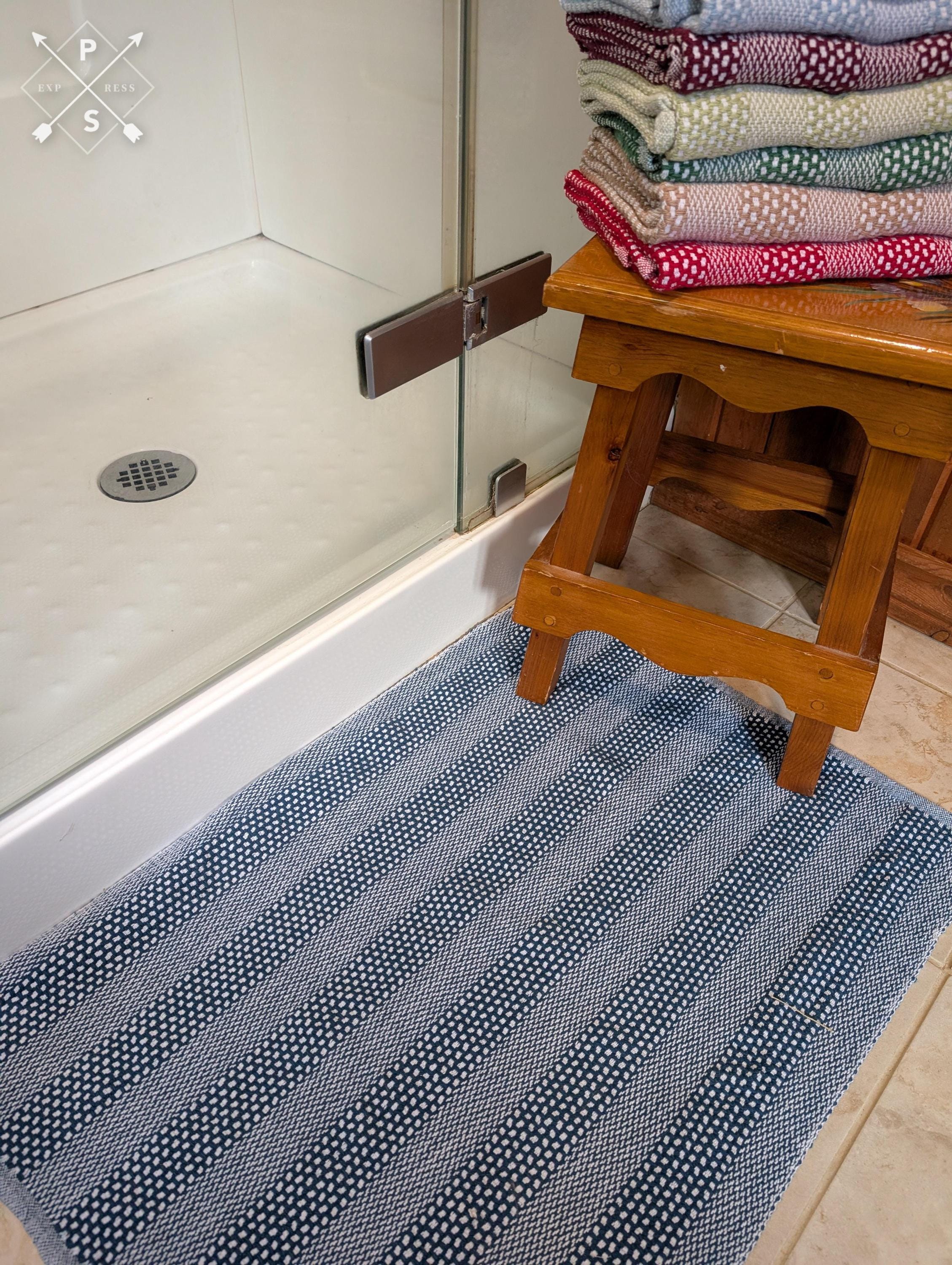 Tapis En Laine Naturelle Tissé Main Tribal Bleu 60x90cm - Neuf Avec étiquettes - Style Oriental