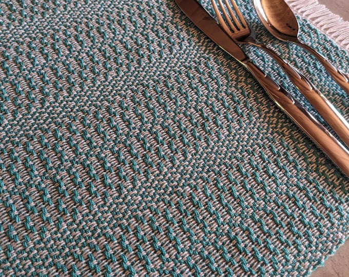Handwoven Aqua Teal Placemats – Set of 6 | Durable Acrylic | 13.25 x 18.5 in | Machine Washable