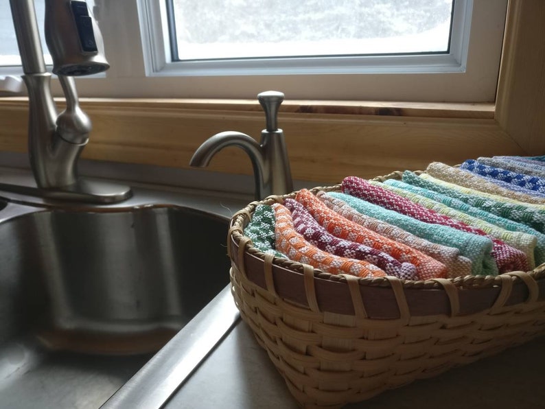Handwoven Cotton Dishcloths – Set of 3 or 5, Choose from 60 vibrant Colours image 4