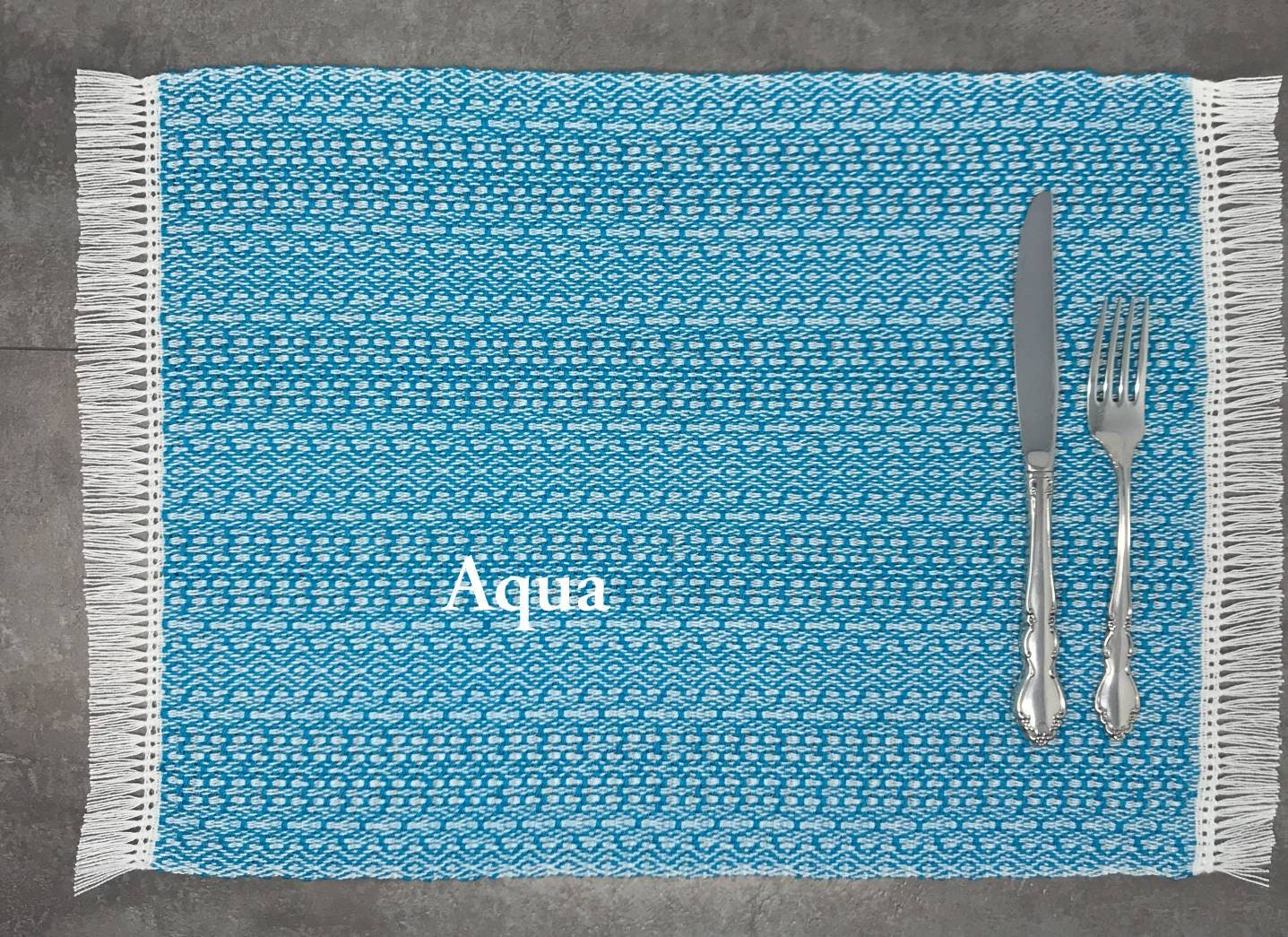 Handwoven PLACEMATS AQUA Set of 4 6 or 8 Placemats Modern Etsy