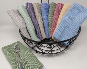 Eco-Friendly Handwoven Table Napkins - Set of 4 or 6, Sustainable Cotton, Multiple Colors