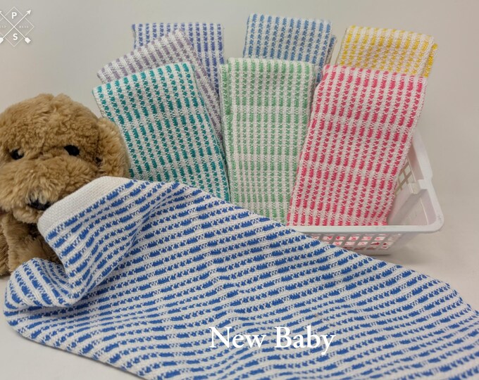 Handwoven Baby Washcloths – Set of 3, 5, or 7 Reusable Cotton Wipes | Girl, Boy, or Neutral Gift