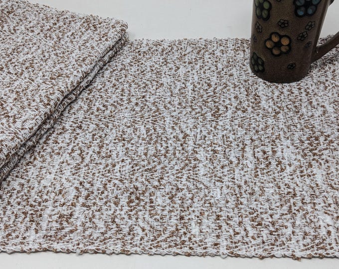 Handwoven Placemats – Set of 6 | Coffee & Cream Textured Table Mats