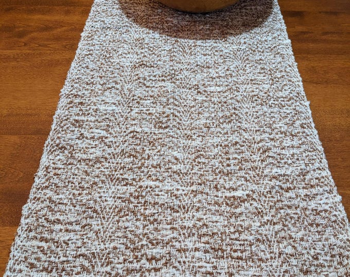 Handwoven Table Runner - Warm Brown with a Touch of Creaminess -  Various Lengths Available