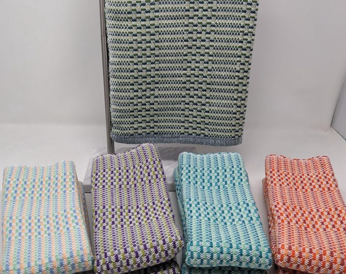 NEW MEDIUM SIZE - Set of 2 Handwoven Kitchen Towels –– 17x21" – 100% Cotton – 9 Distinct Color Combinations