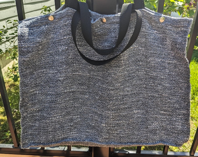 The Charcoal Drift Tote – Durable Handwoven Travel Bag, Unisex, 15"x20"x6"