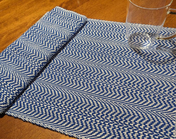 Royal Blue Placemats – Set of 4 | Handwoven 17x13 Modern Rustic Linens