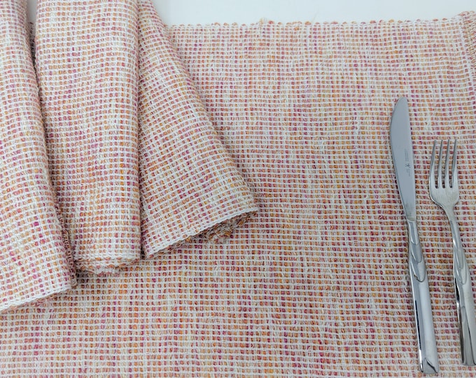 Handwoven Salmon Placemats – Set of 6 | Warm Rustic Table Linens