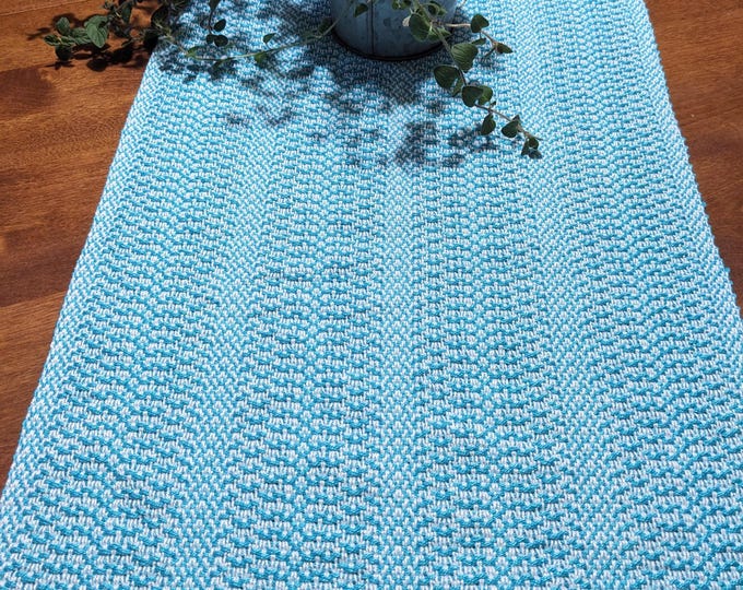 Brighten Your Home with This Handwoven Ocean Blue Table Runner!