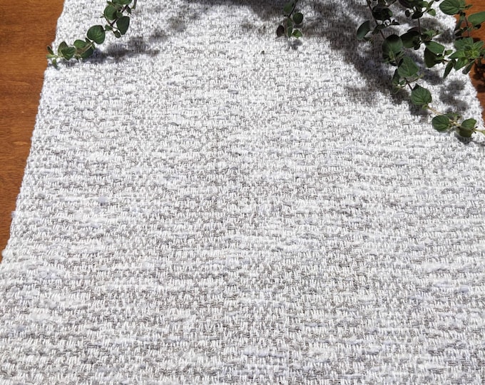 Subtle Sophistication: Handwoven Gray and White Table Runner - Different lengths available