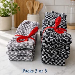 Handwoven Cotton Dishcloths – Set of 3 or 5, Choose from 60 vibrant Colours image 2