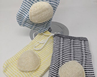 Gant de Bain Tissé à la Main avec Loofah Naturel