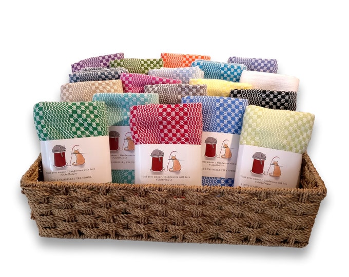 Handwoven Tea Towel 100% Cotton, Extra Large, Modern Country Decor, Available in 60 Colors