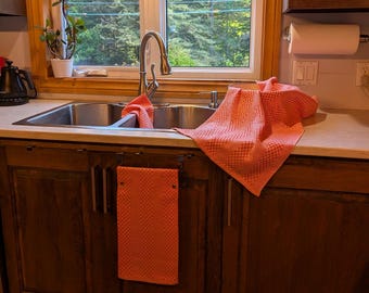 Handwoven Cotton Kitchen Towel Set – Tea Towel, Hanging Hand Towel & Dishcloth