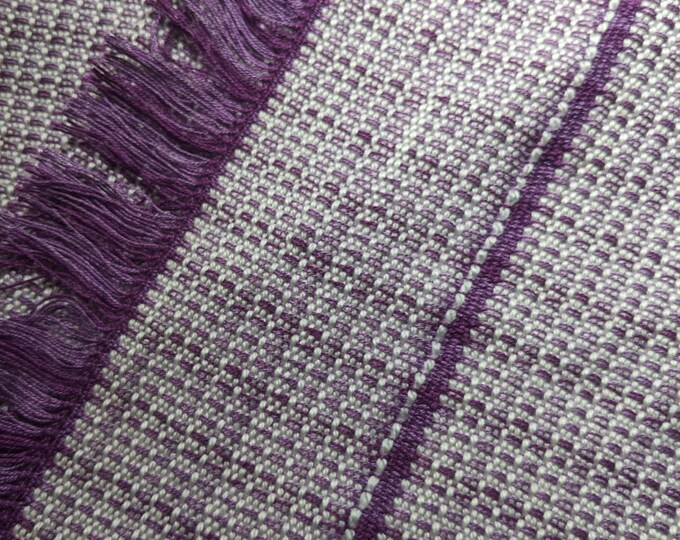 Handwoven Lap Blanket in Mauve and White - 26.5" x 50.5"