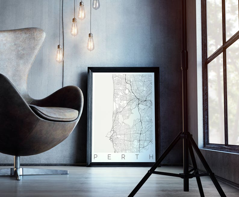Map of Perth Australia Fits IKEA Frame Perth Map Office Etsy