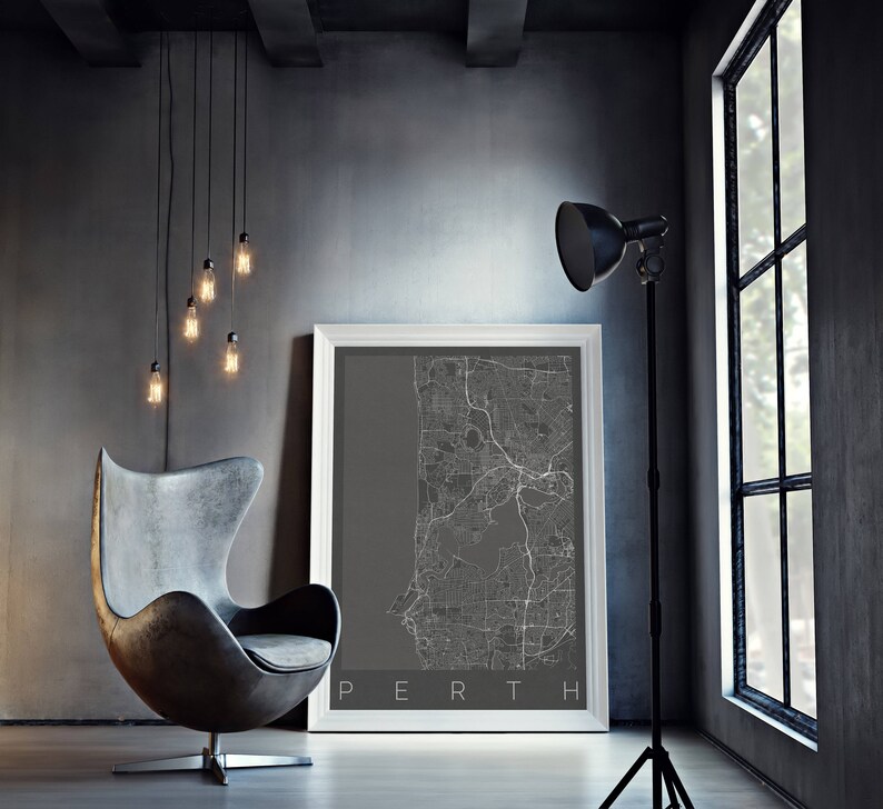 Map of Perth Australia Fits IKEA Frame Perth Map Office Etsy